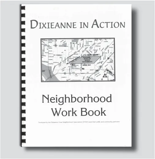 The cover of the Dixieanne In Action Neighborhood Work Book.