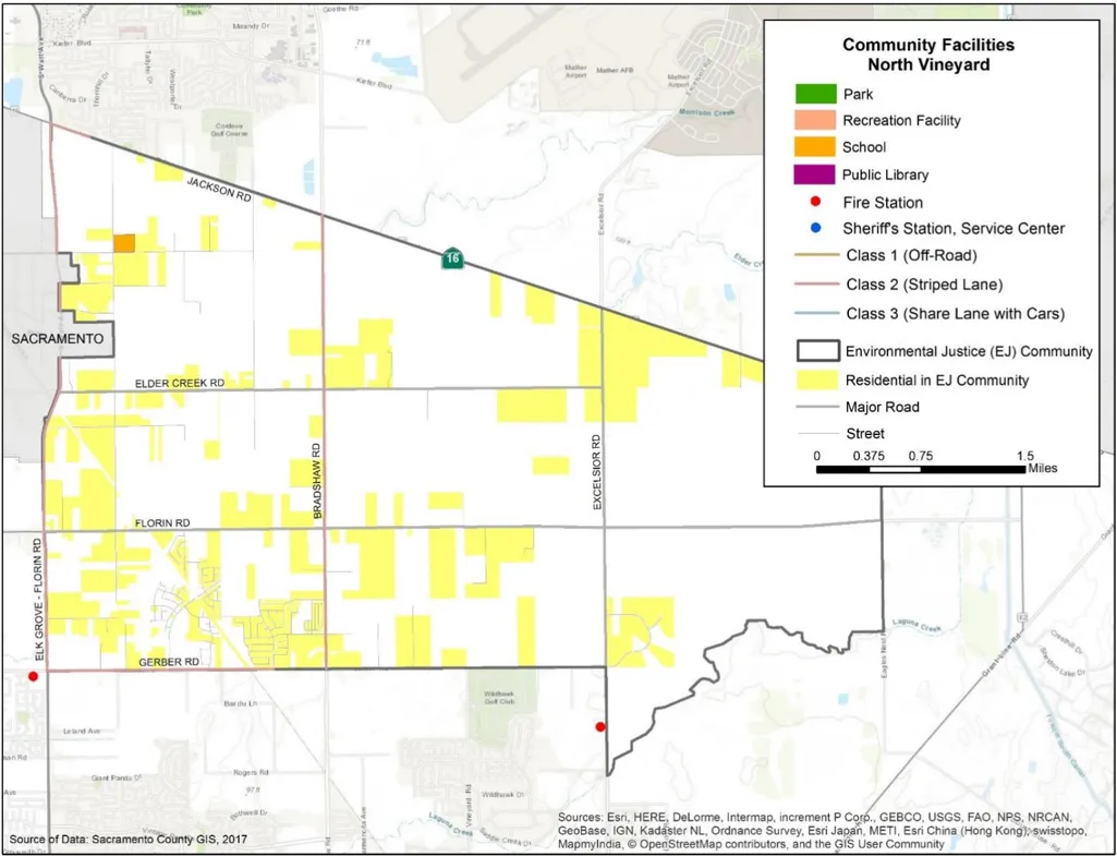 Map of the North Vineyard community showing community facilities.