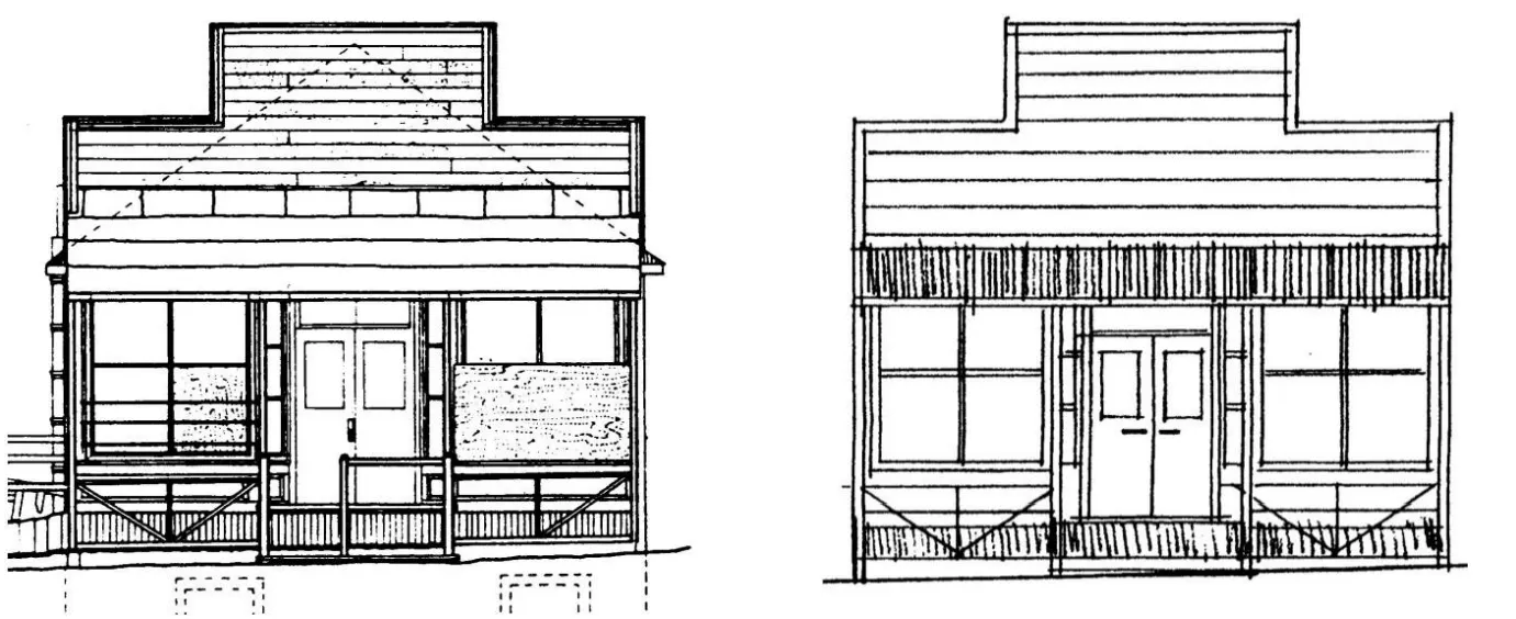 Illustration of an existing and repaired facade.